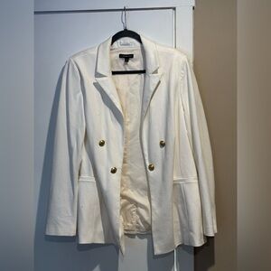 Lane Bryant Double-Breasted White Blazer with Gold Buttons